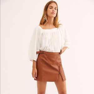 Free People Vegan Leather Skirt Faux NWOT